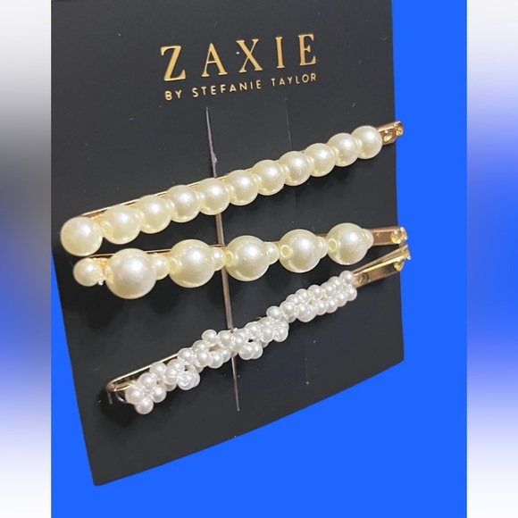 ZAXIE by Stefanie Taylor Pearl Hair Clips New With Tags MSRP $38 - Picture 8 of 12